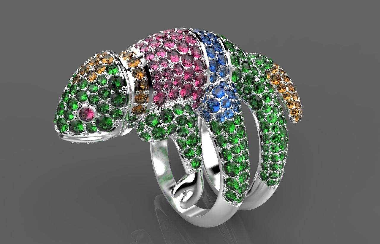 Copy ring chameleon Boucheron gold 3D print model_7