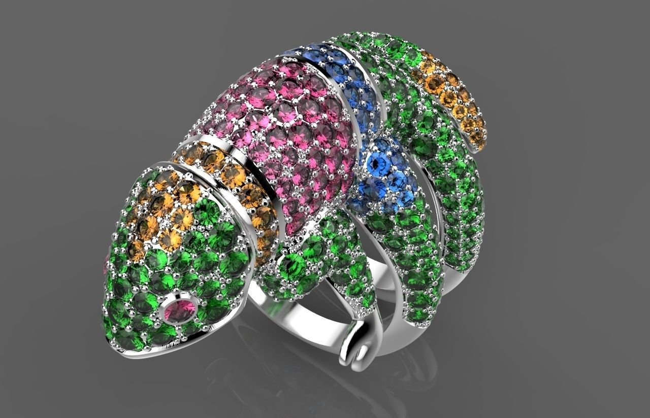 Copy ring chameleon Boucheron gold 3D print model_3