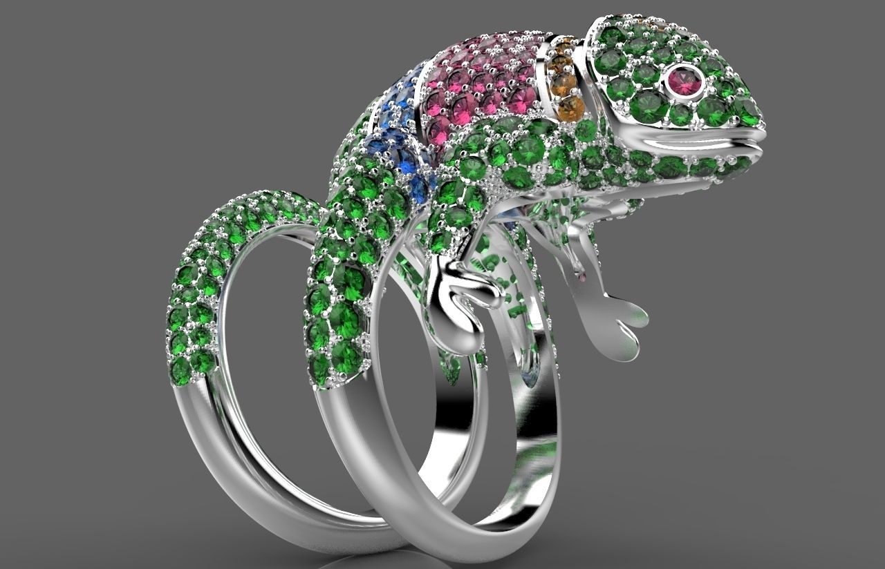 Copy ring chameleon Boucheron gold 3D print model_4