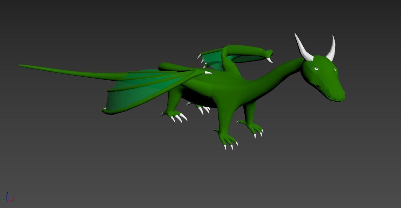 Low poly green dragon Low-poly 3D model_4