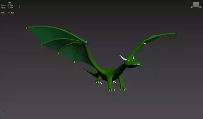 Low poly green dragon Low-poly 3D model