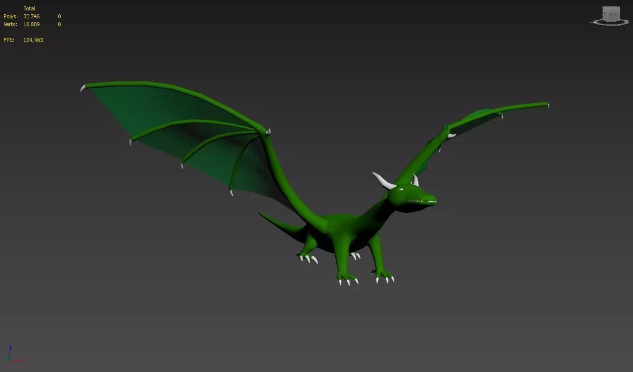 Low poly green dragon Low-poly 3D model_0