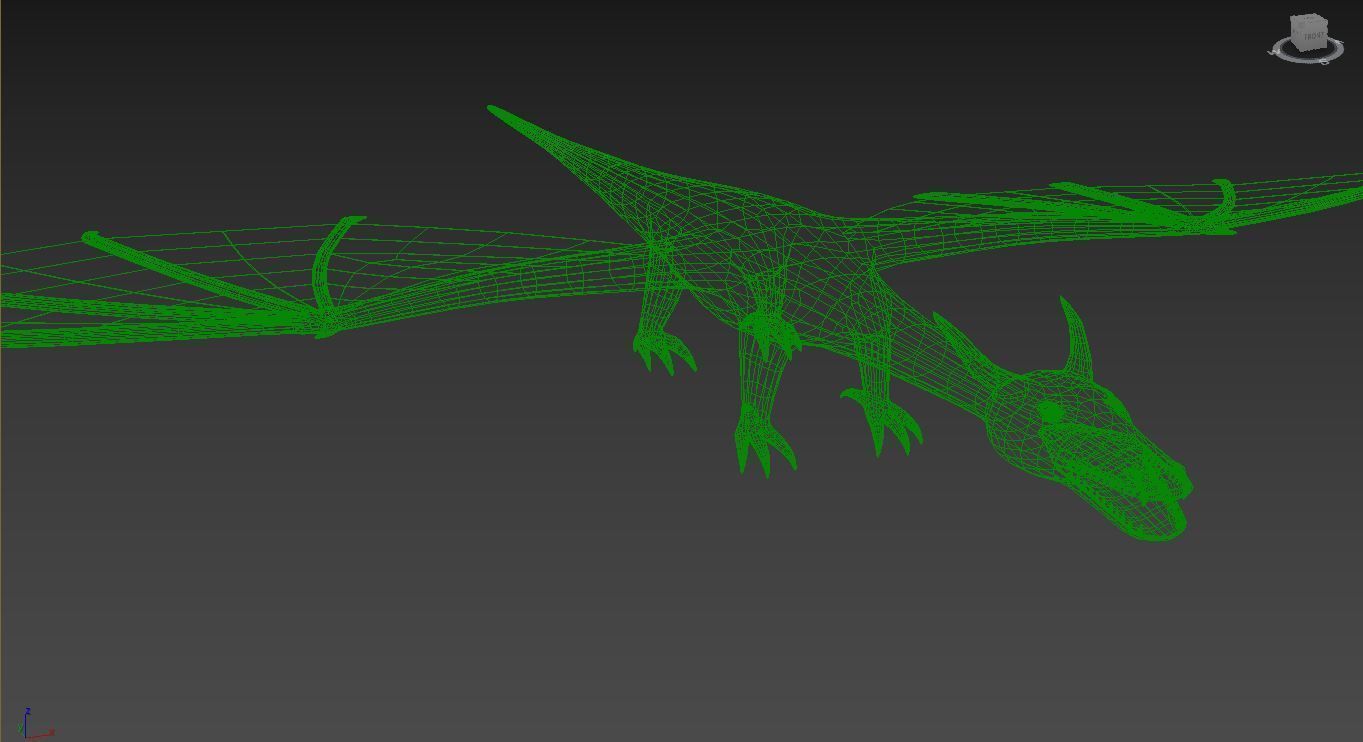 Low poly green dragon Low-poly 3D model_5