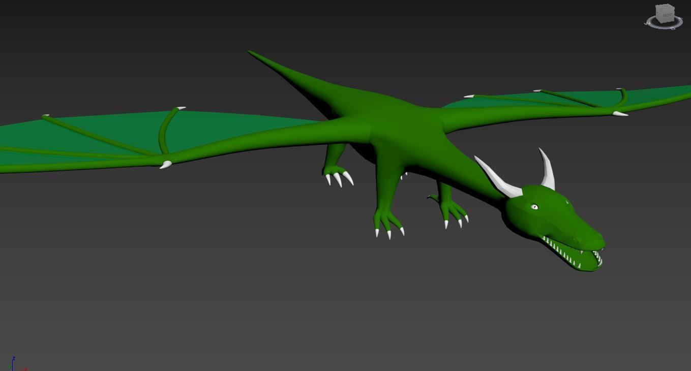 Low poly green dragon Low-poly 3D model_3