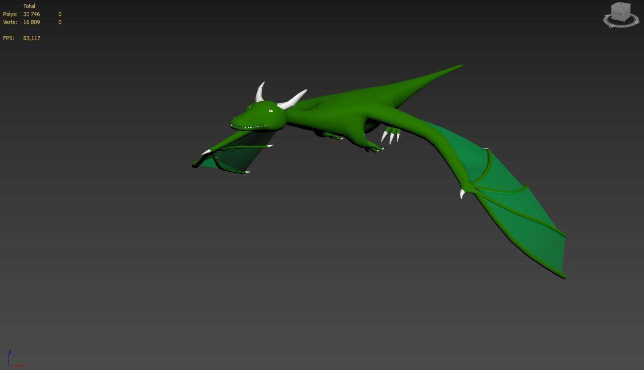 Low poly green dragon Low-poly 3D model_2