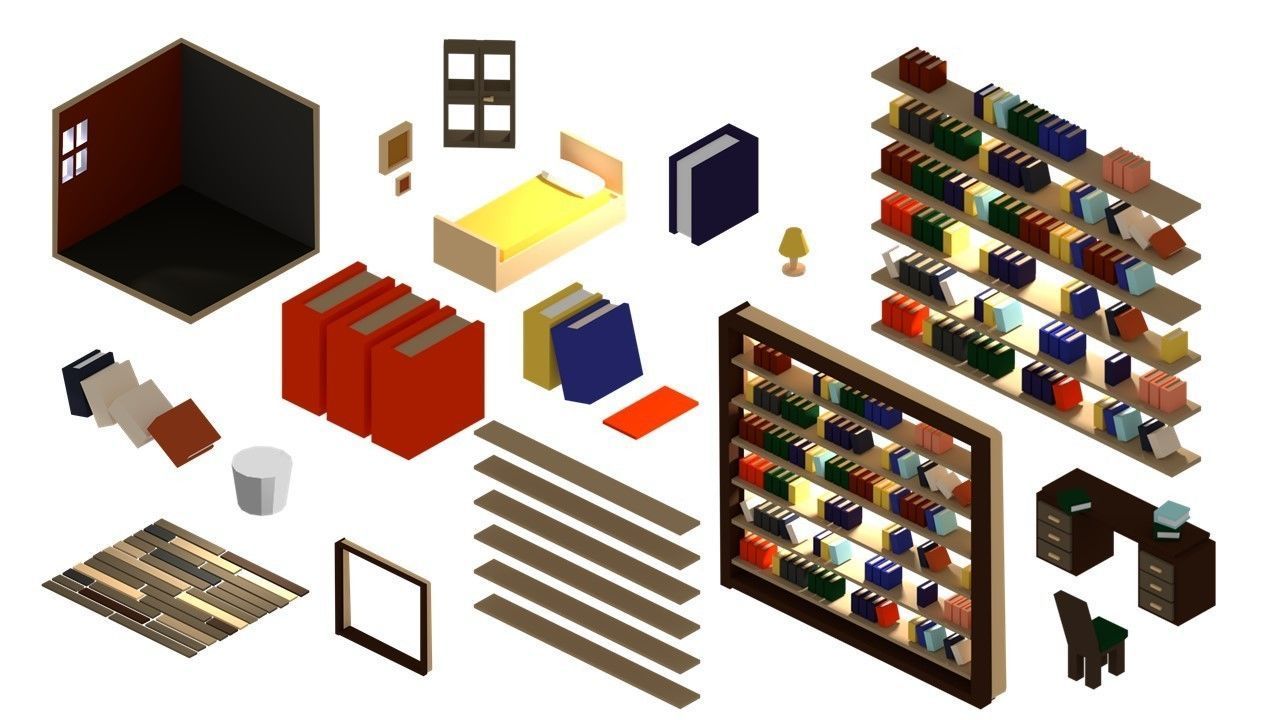 Super low poly COLLECTION wooden sculpture of horse Low-poly 3D model_42