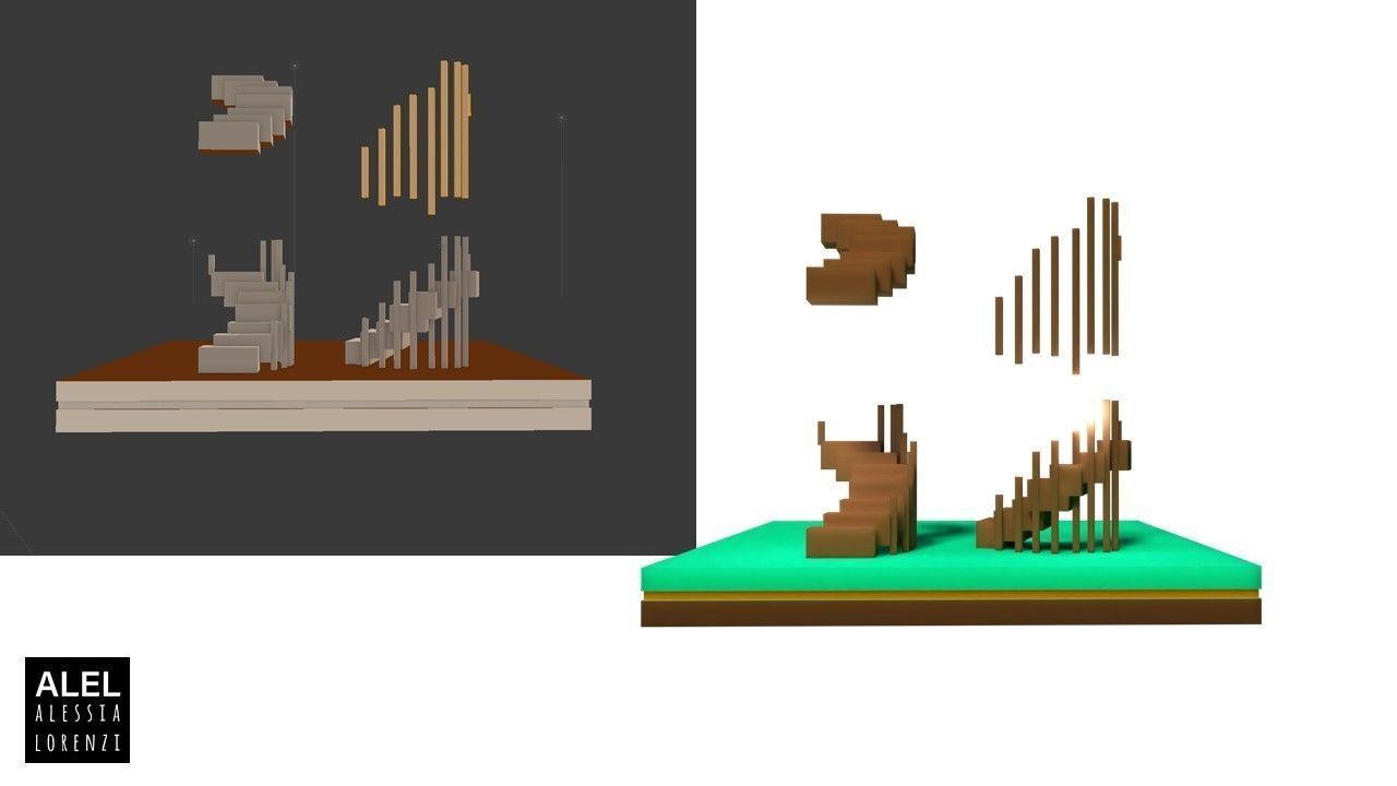 Super low poly COLLECTION wooden sculpture of horse Low-poly 3D model_14