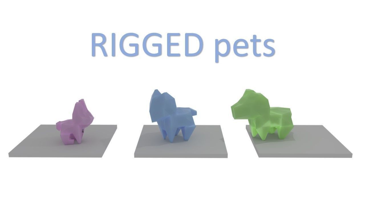 Super low poly COLLECTION wooden sculpture of horse Low-poly 3D model_32