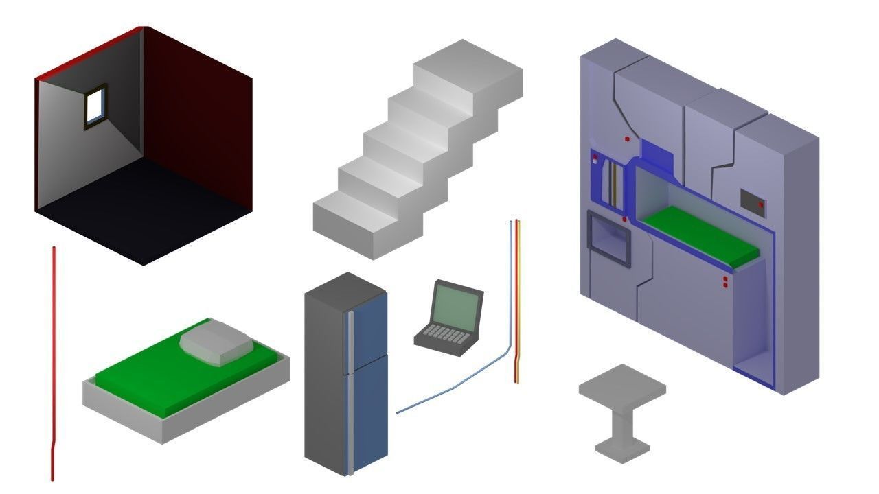 Super low poly COLLECTION wooden sculpture of horse Low-poly 3D model_44