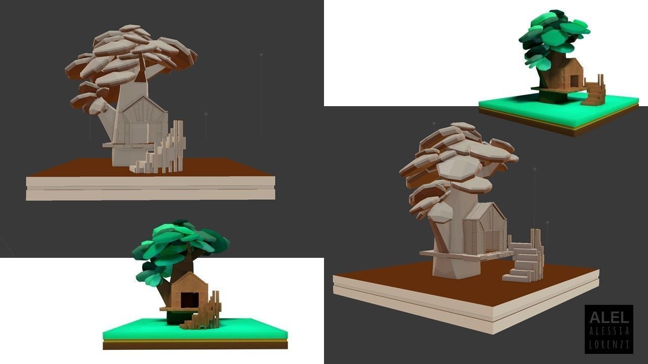 Super low poly COLLECTION wooden sculpture of horse Low-poly 3D model_10