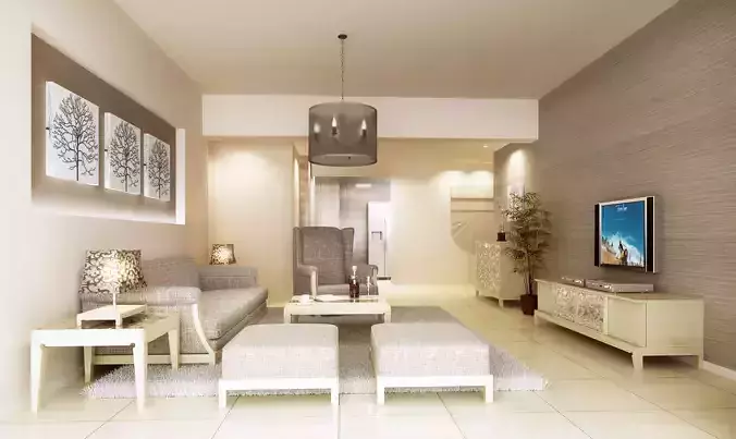 yemen modern living room with furniture 3D model