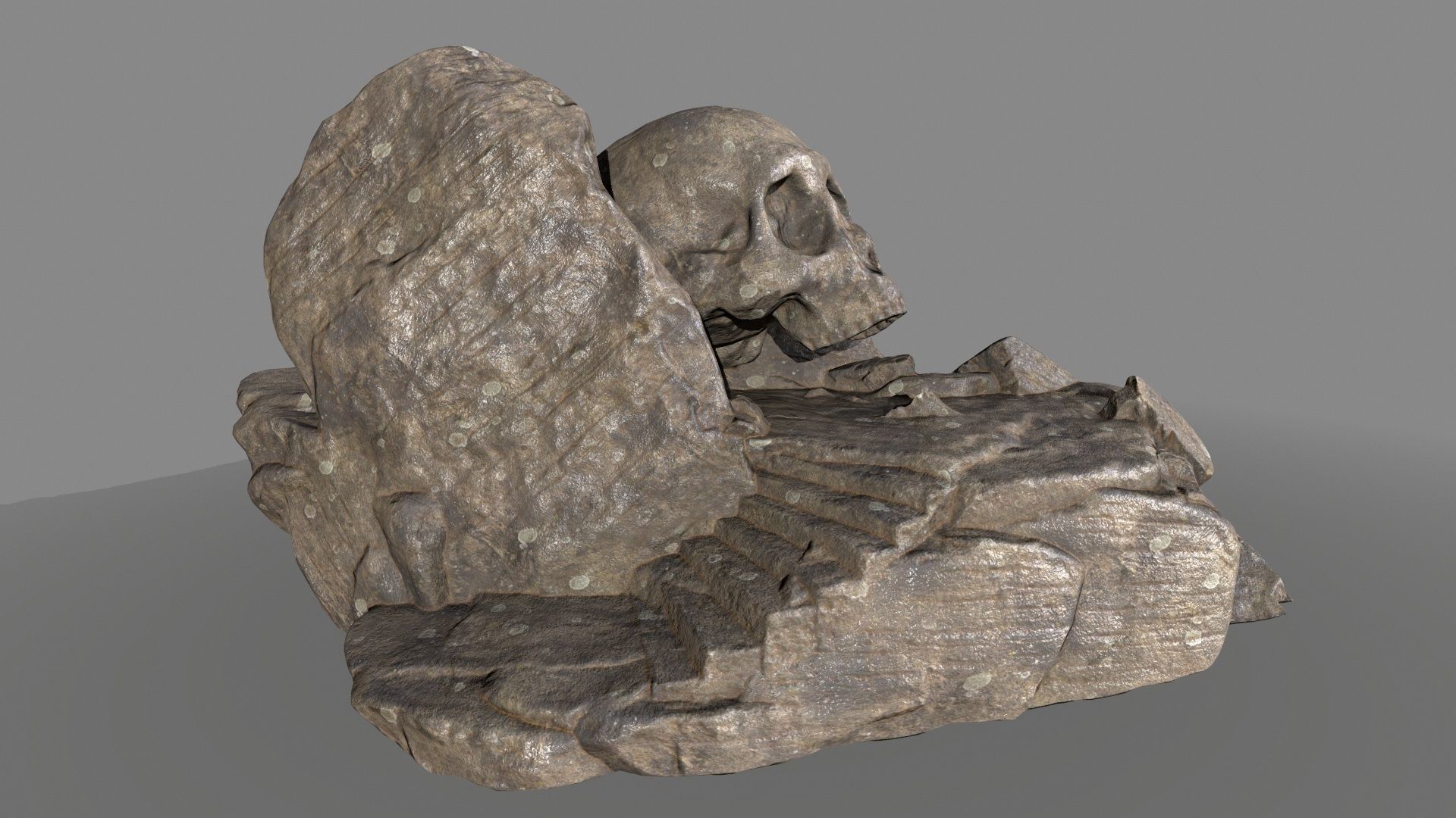 skull cave Low-poly 3D model_1