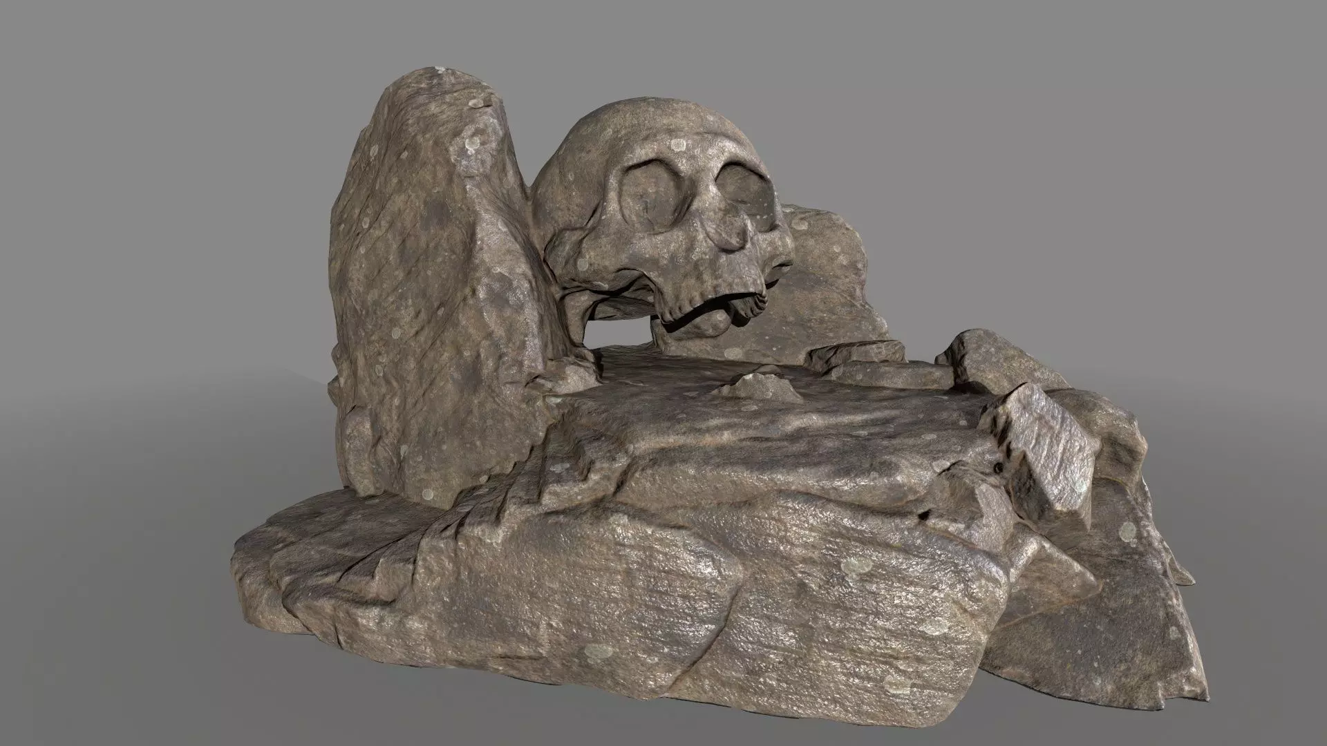 skull cave Low-poly 3D model_0