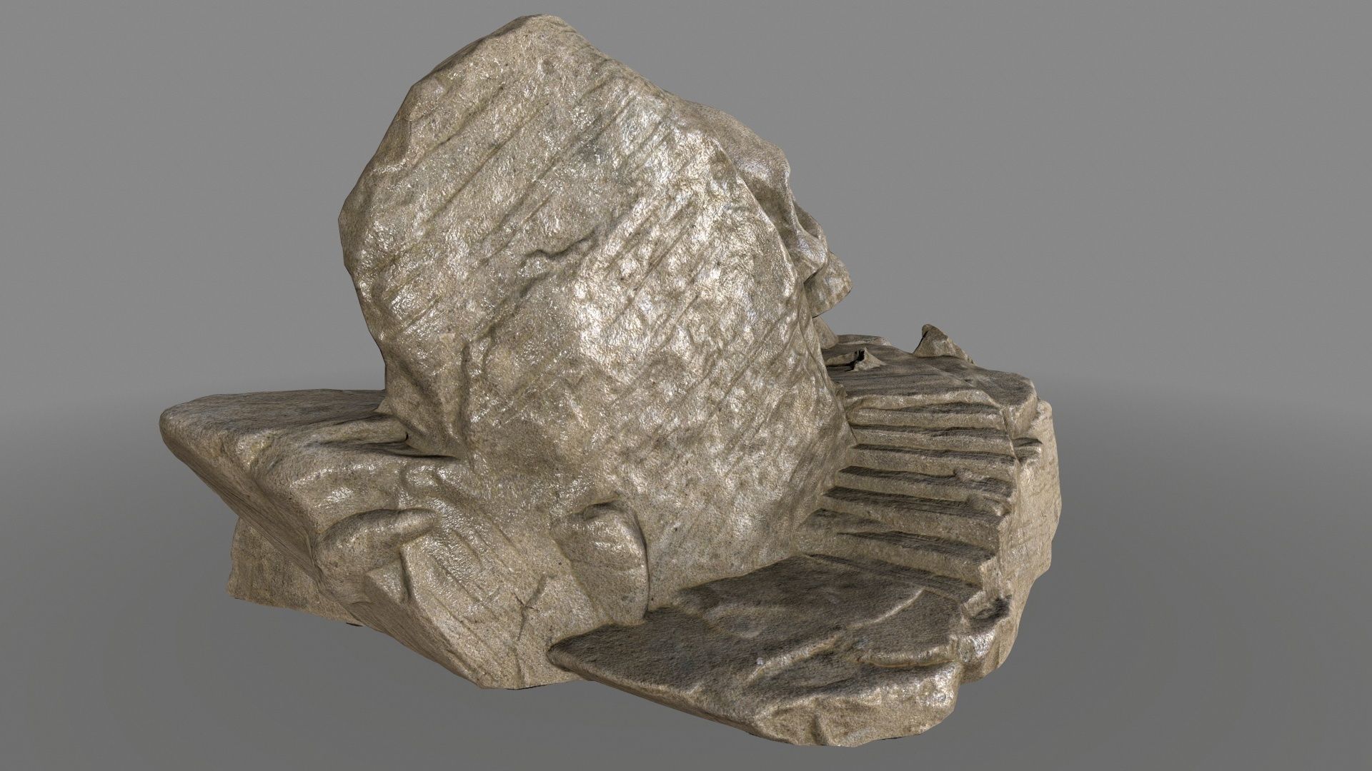 skull cave Low-poly 3D model_2