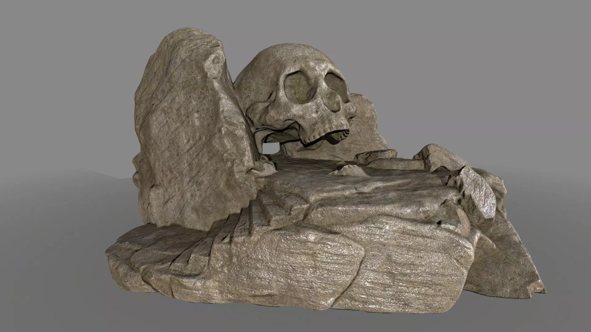 skull cave Low-poly 3D model_0