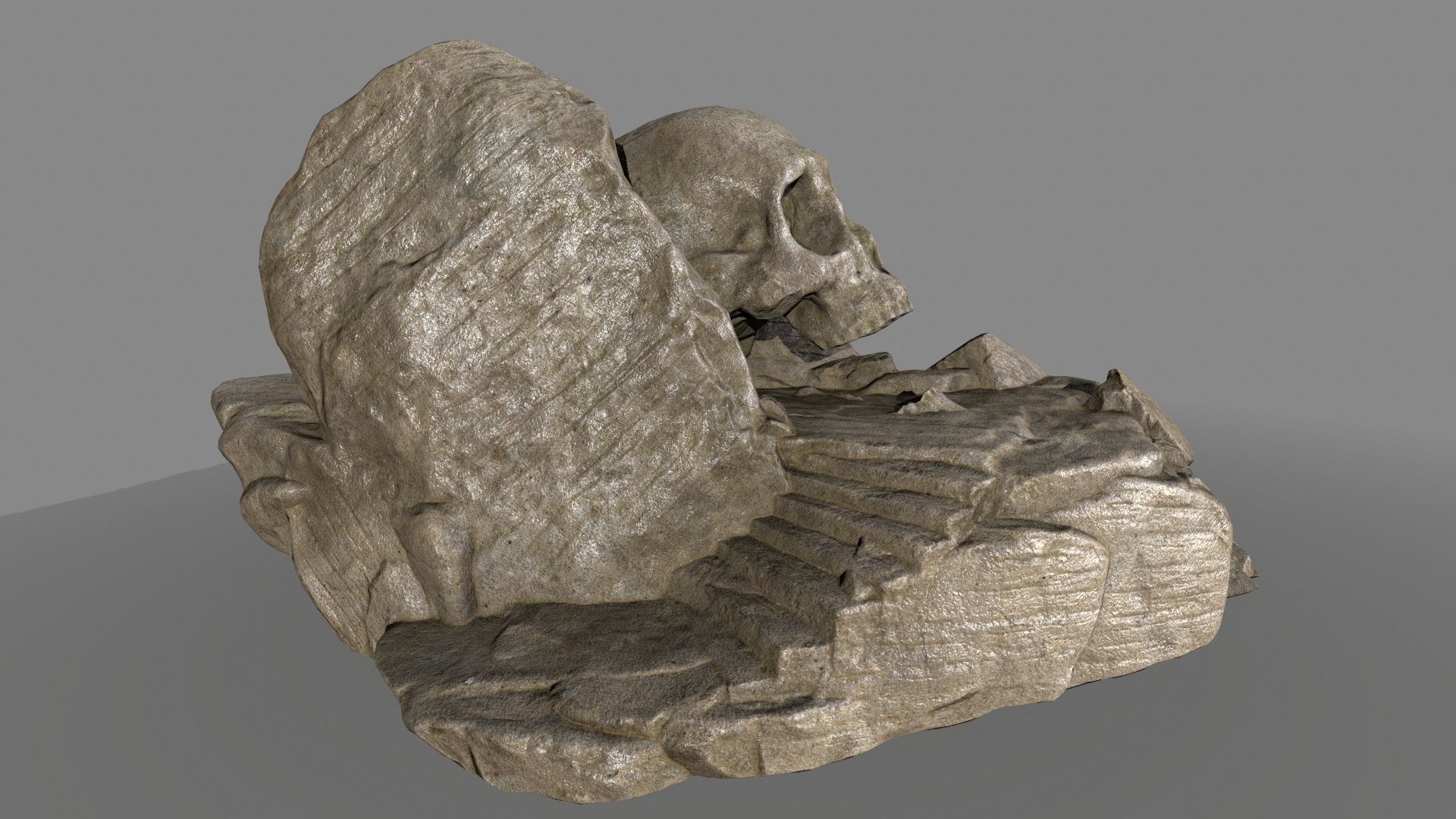 skull cave Low-poly 3D model_1