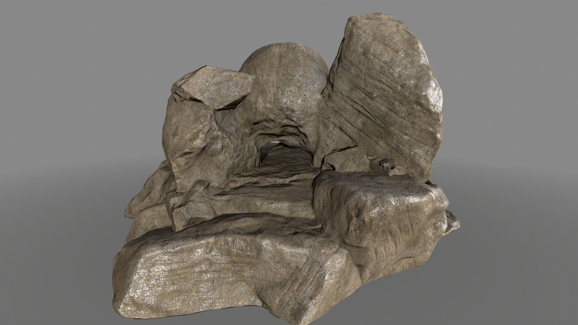 skull cave Low-poly 3D model_4