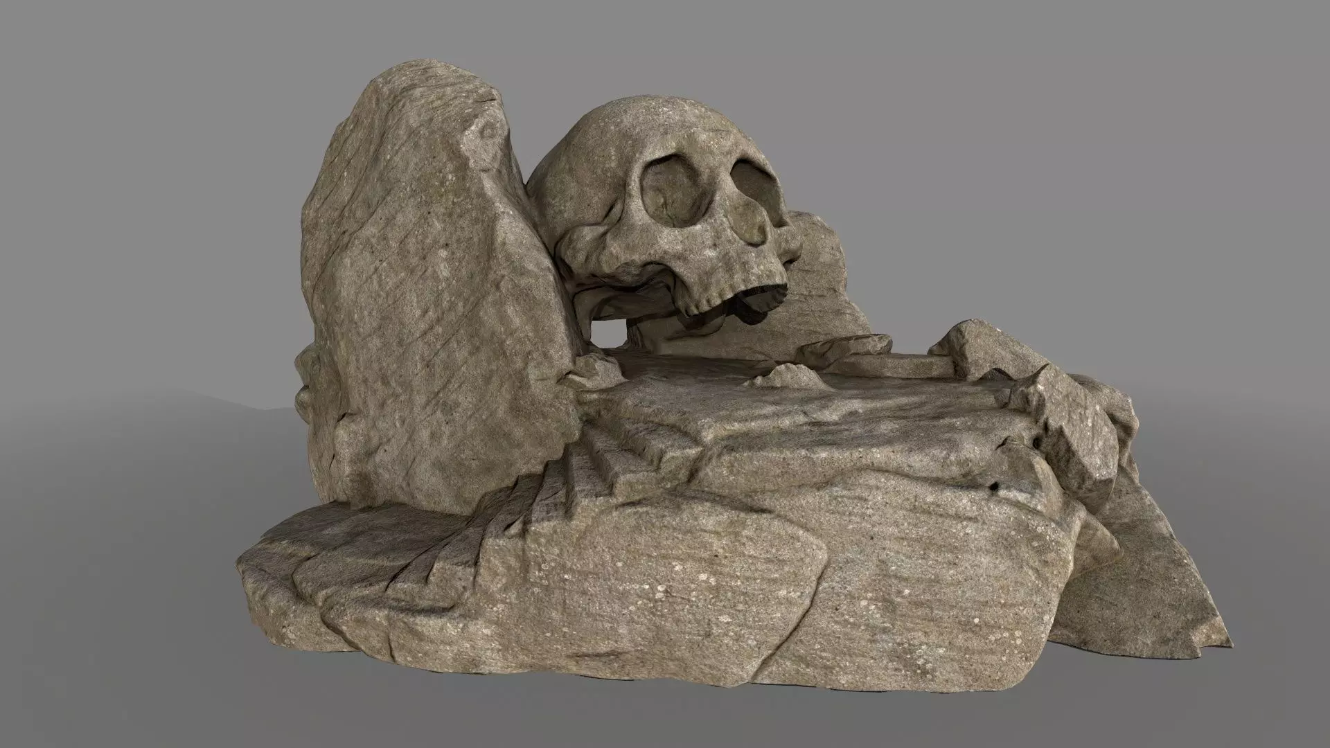 skull cave Low-poly 3D model_0