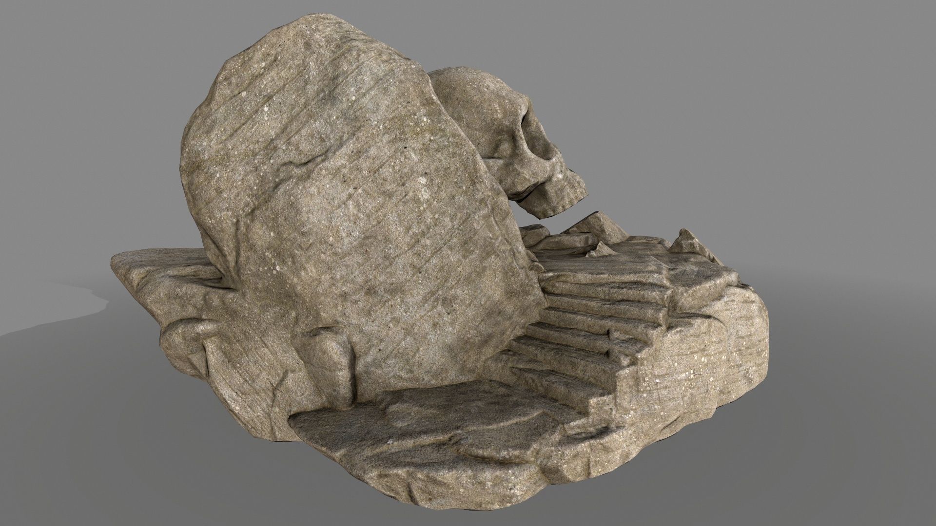 skull cave Low-poly 3D model_1