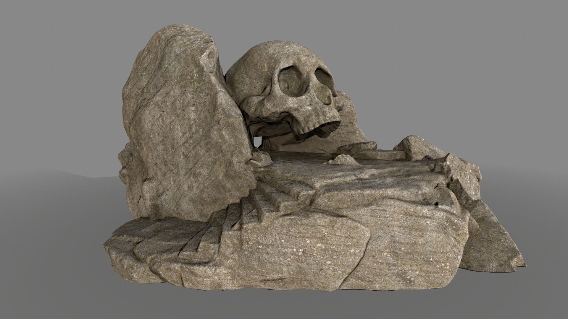 skull cave Low-poly 3D model_9