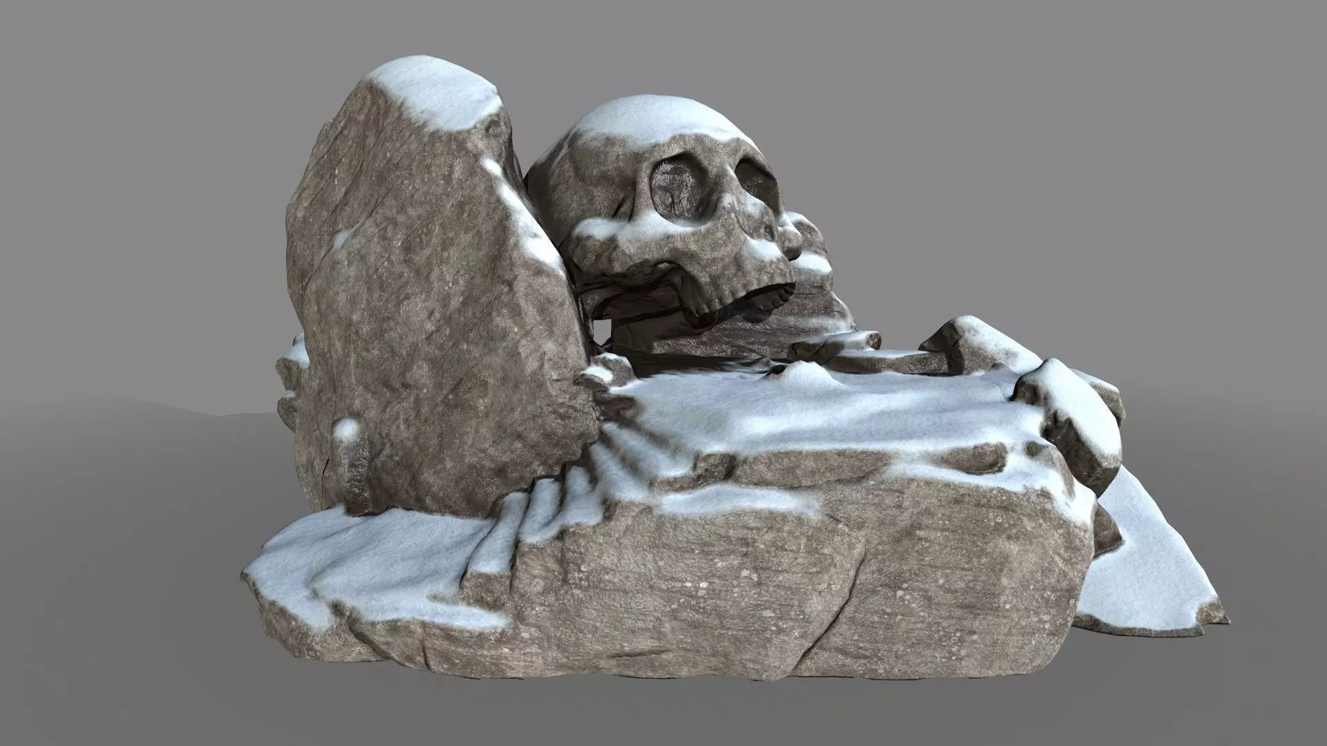 skull cave Low-poly 3D model_0
