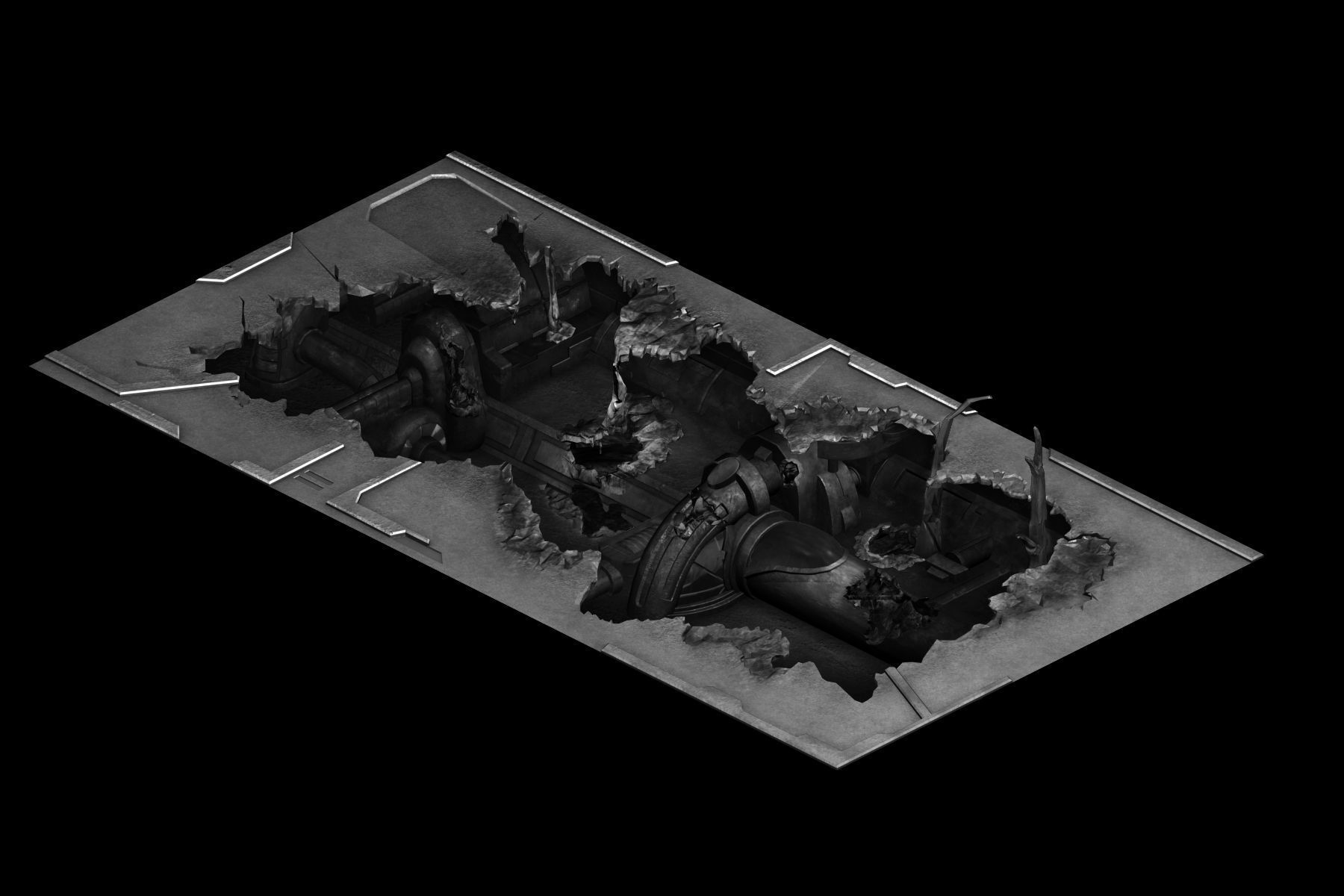 Roadblock - laser damage pavement 01 3D model_2