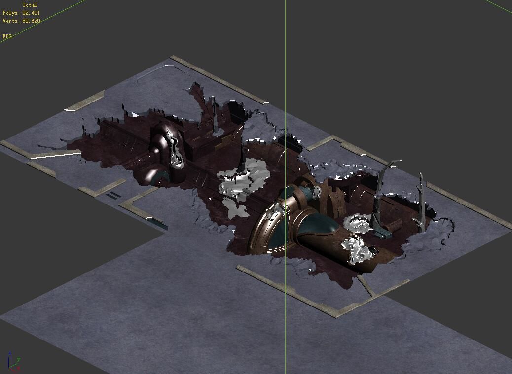 Roadblock - laser damage pavement 01 3D model_4