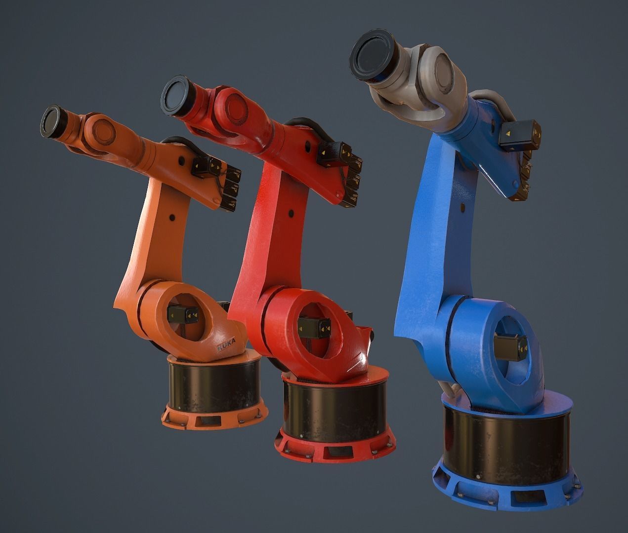 Kuka robot Low-poly 3D model_5