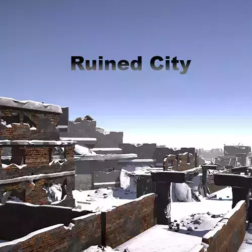 Ruined city set Low-poly 3D model