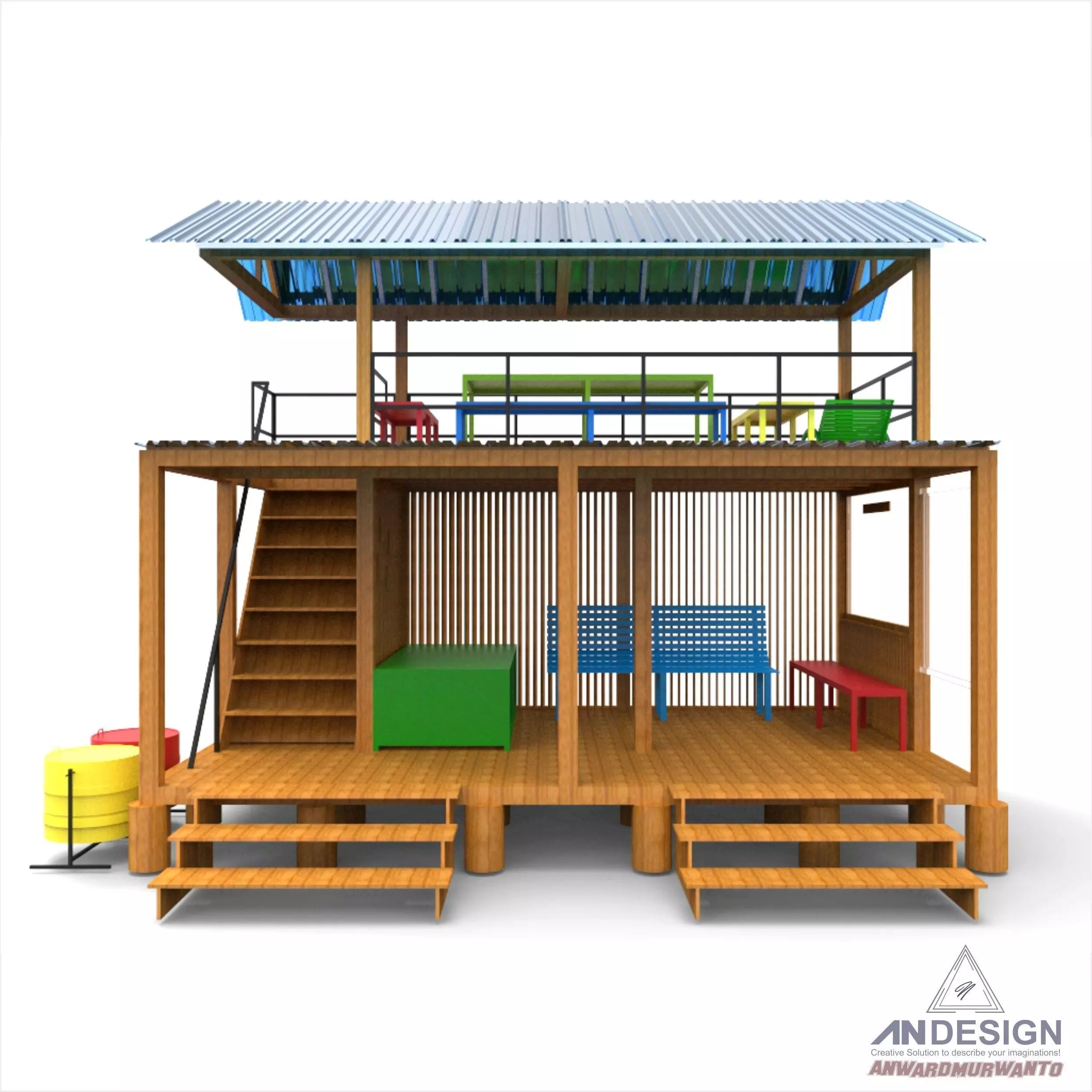 Autumn Wooden Shelter 3D print model