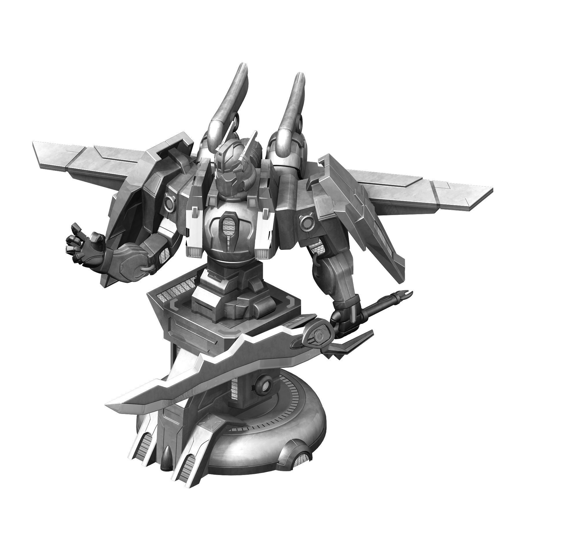 Future World - Mechanical and Mechanical Statue 04 3D model_2