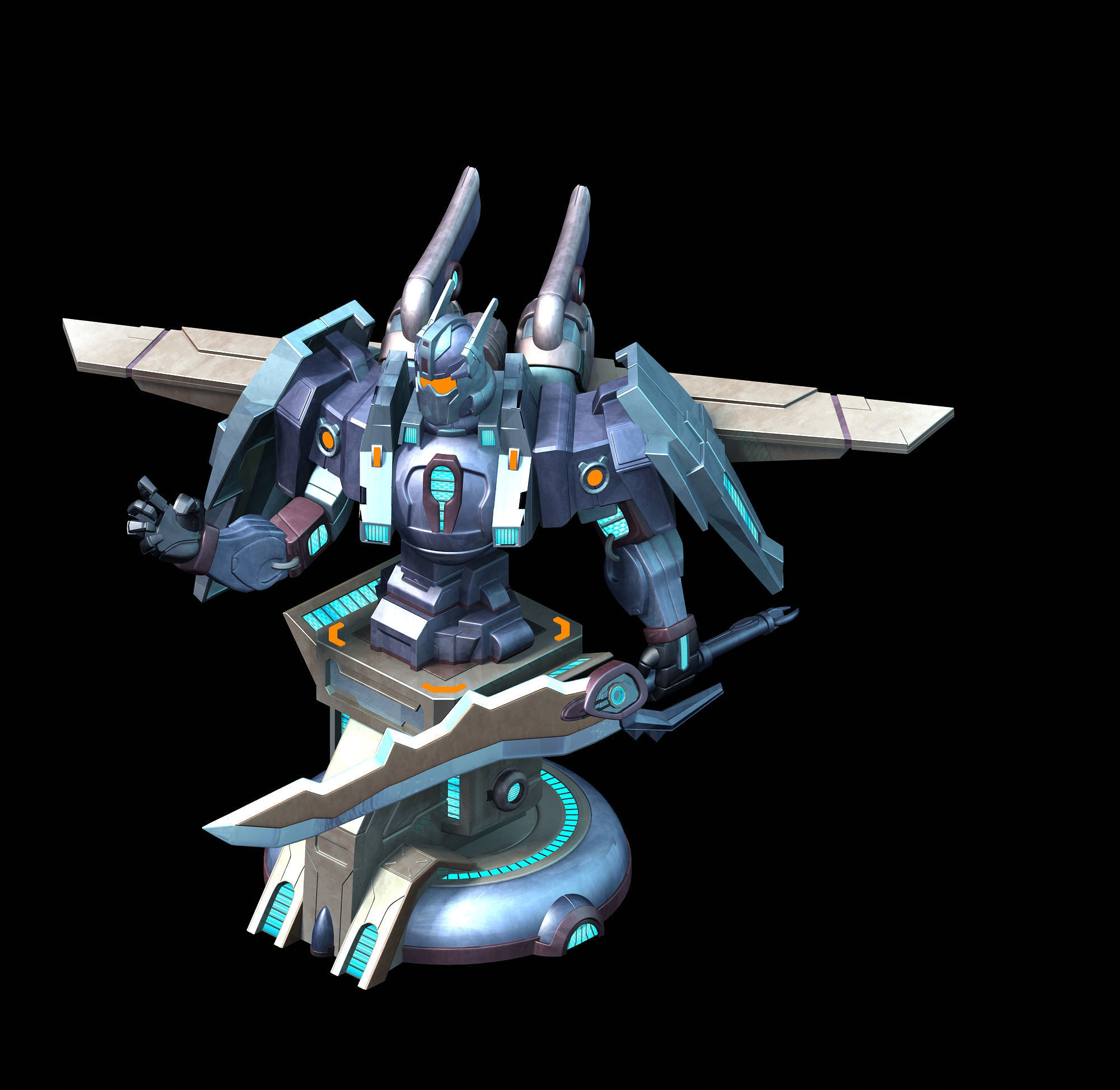 Future World - Mechanical and Mechanical Statue 04 3D model_1