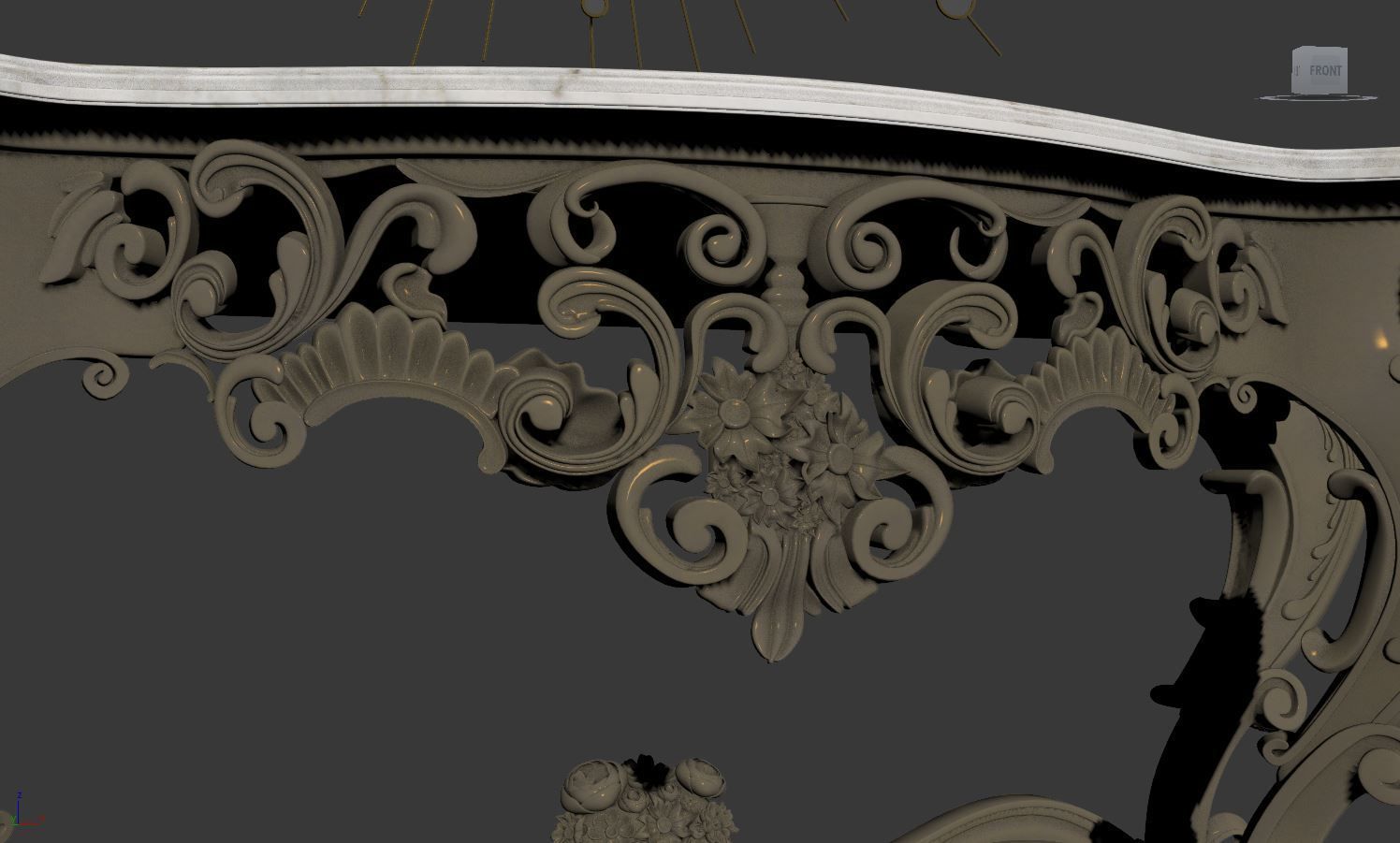classic console table and decorative mirror 3D model_5