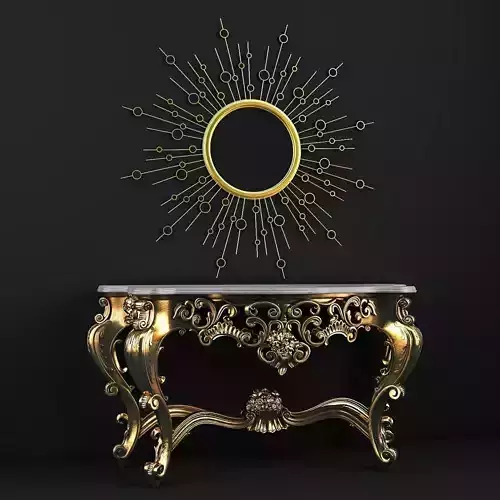 classic console table and decorative mirror