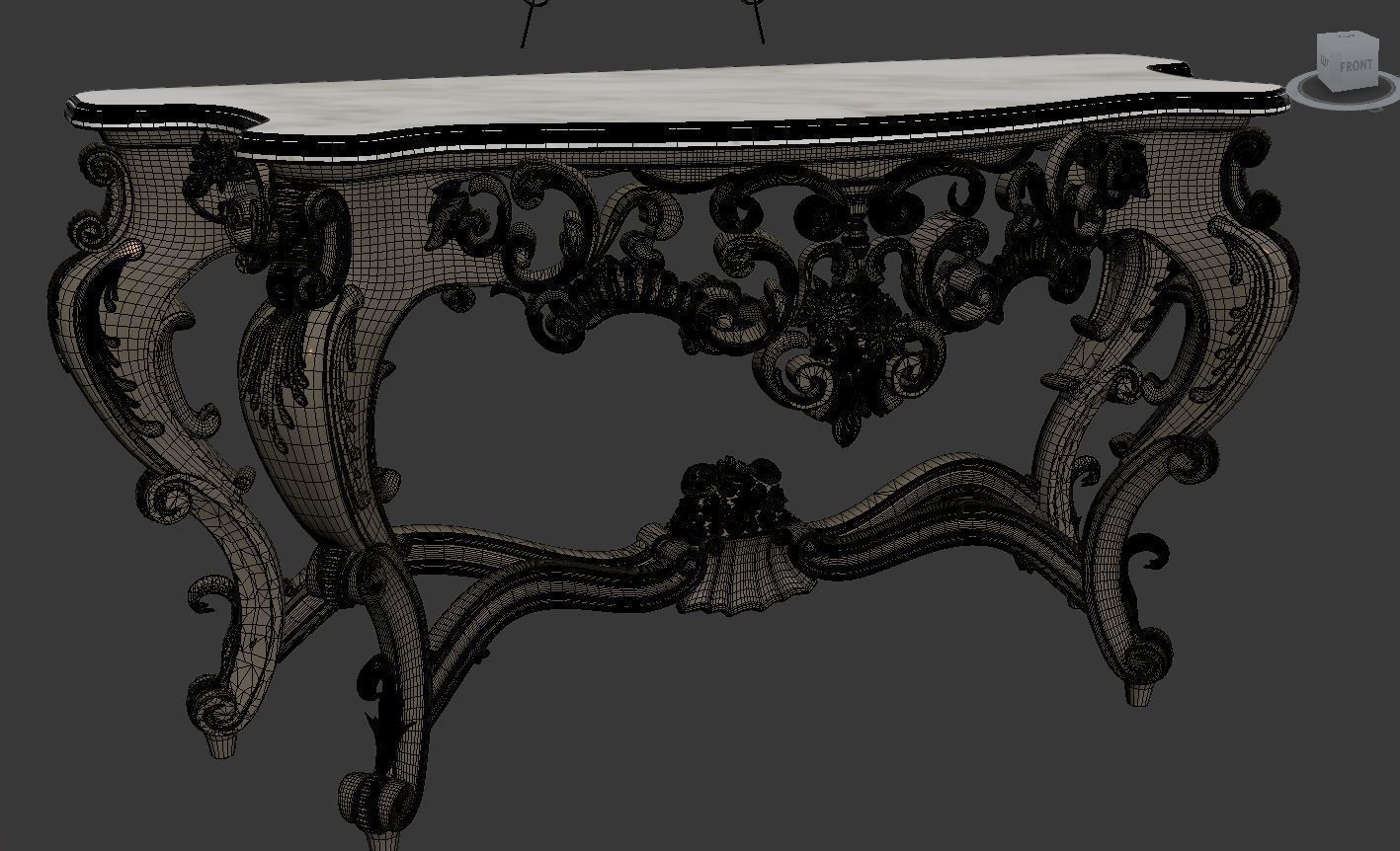 classic console table and decorative mirror 3D model_2