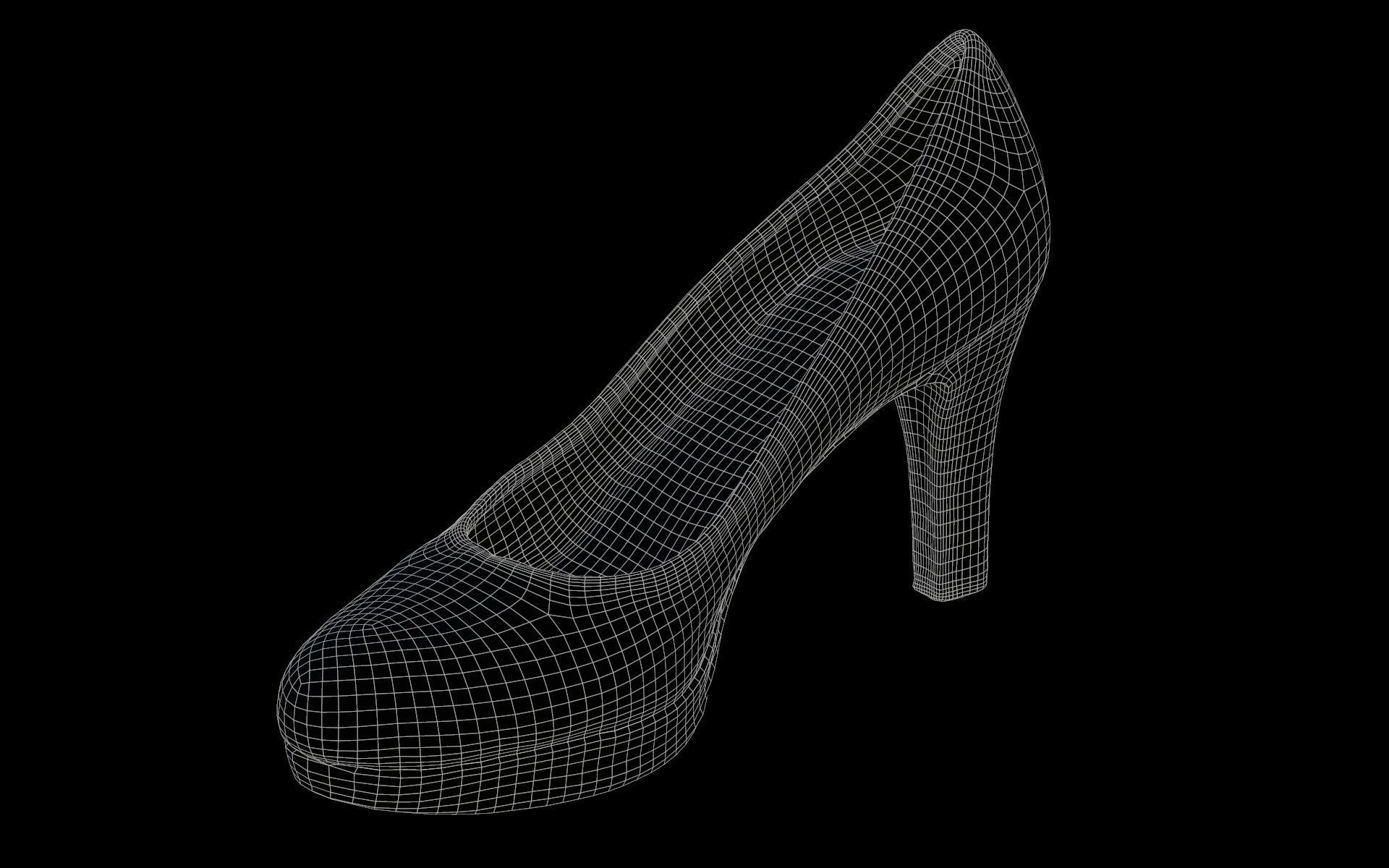 Snake Pattern Pumps Low-poly 3D model_18
