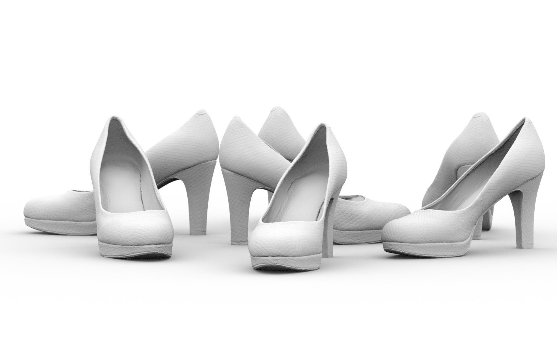 Snake Pattern Pumps Low-poly 3D model_2
