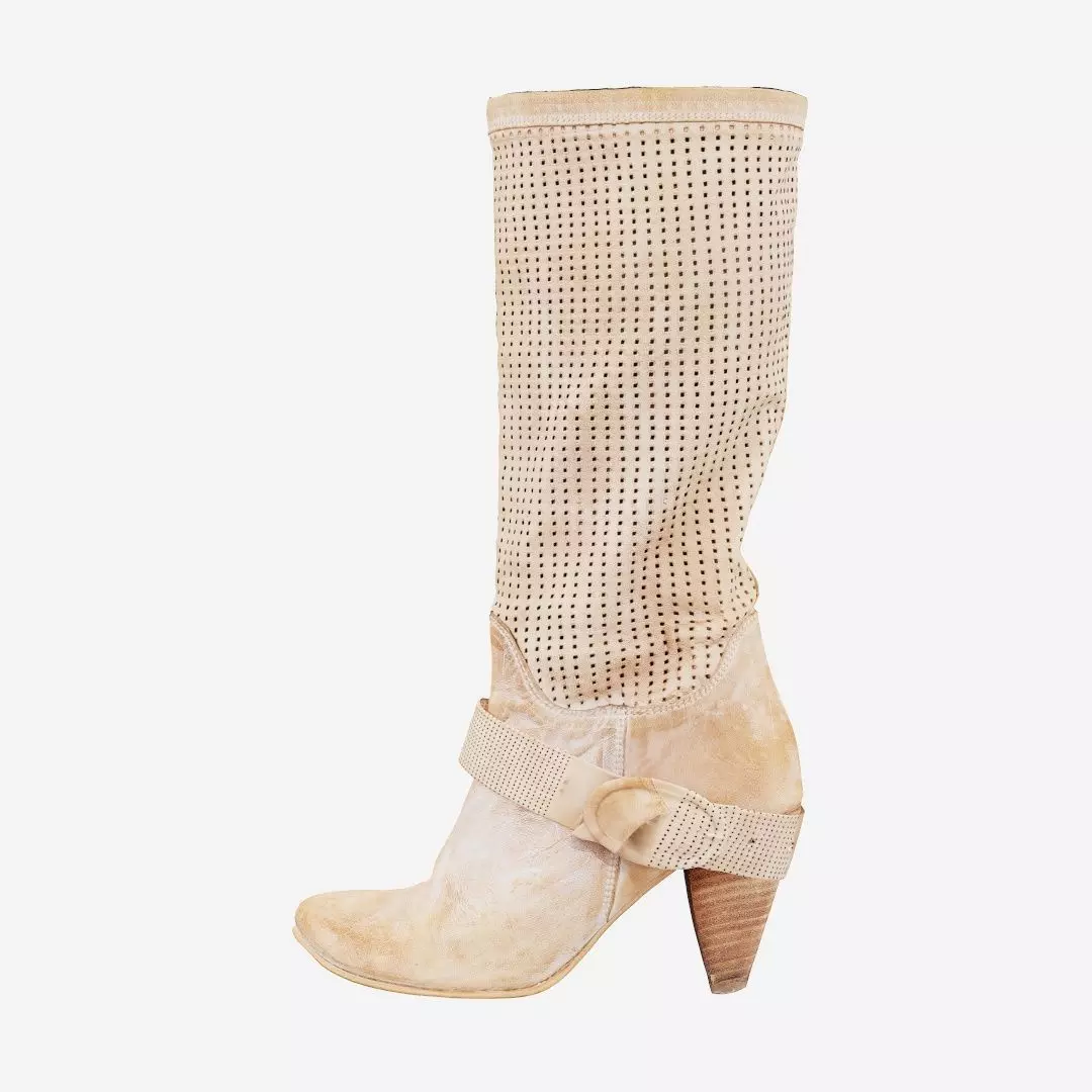 Pink Leather Buckle Boots Low-poly 3D model