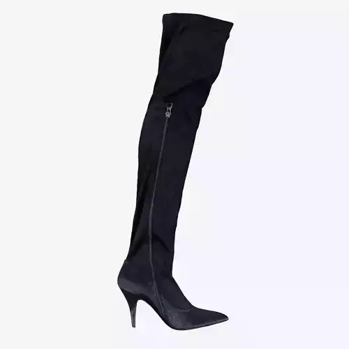 Kneehigh Black Velvet Boots Low-poly 3D model