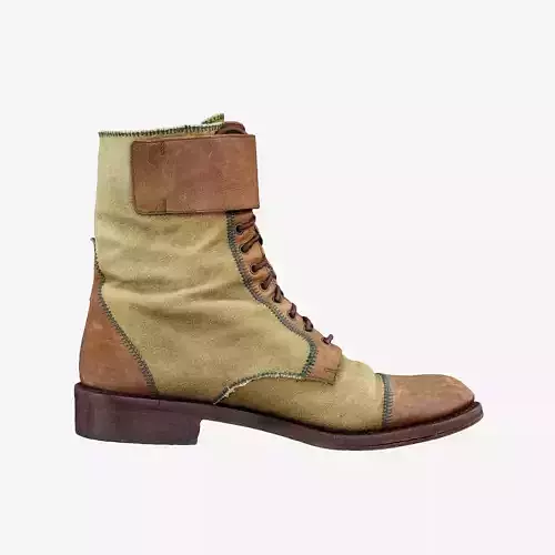 Green and Brown Leather Boots Walking Hiking Low-poly 3D model
