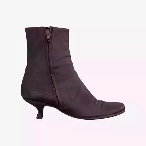 Dark Brown Leather Zipper Boots Low-poly 3D model