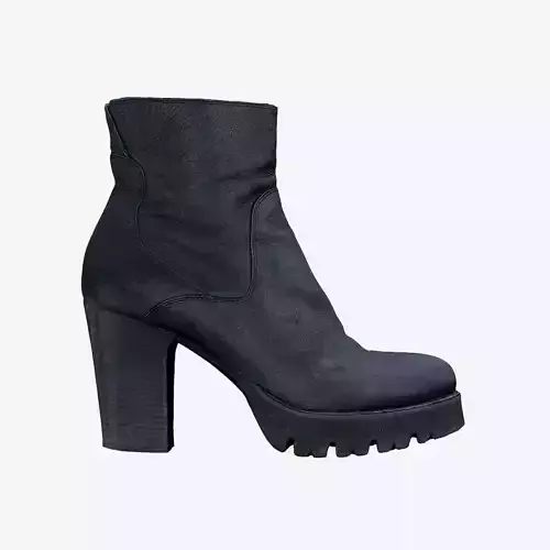 Black Leather Zipper Boots Heels Low-poly 3D model