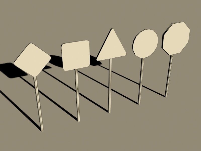 Traffic signs Low-poly 3D model_6
