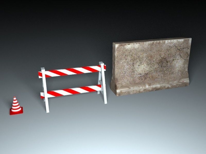 Traffic signs Low-poly 3D model_1