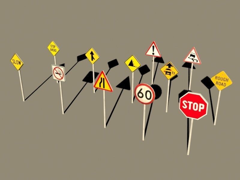 Traffic signs Low-poly 3D model_5