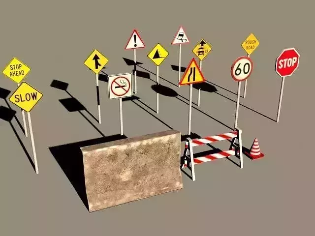 Traffic signs Low-poly 3D model