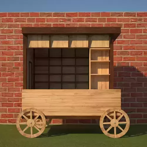 Wooden Food Cart 3D model