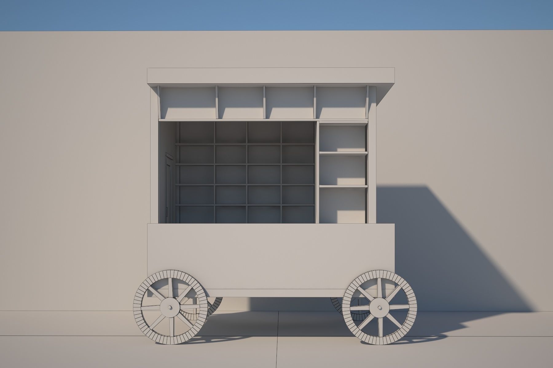 Wooden Food Cart 3D model_8