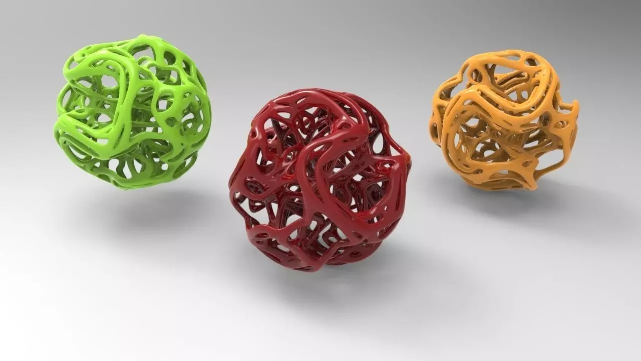 Coranoid three colorful spheres 3D print model_0