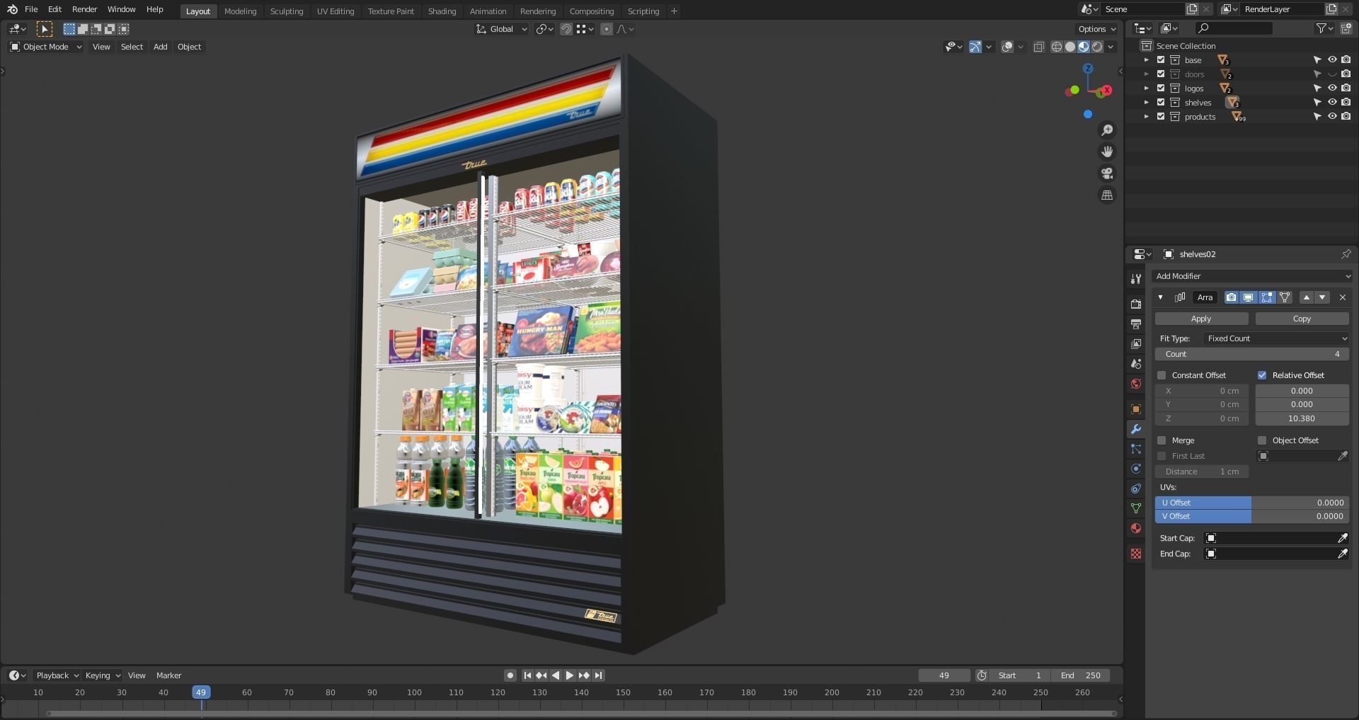 True GDM-47-LD Glass Door Marchendiser 3D model_8